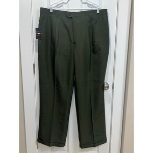 NWT LUCCI Italiana Collezione Men Olive Green Pleated Dress Pants Size 44x34
